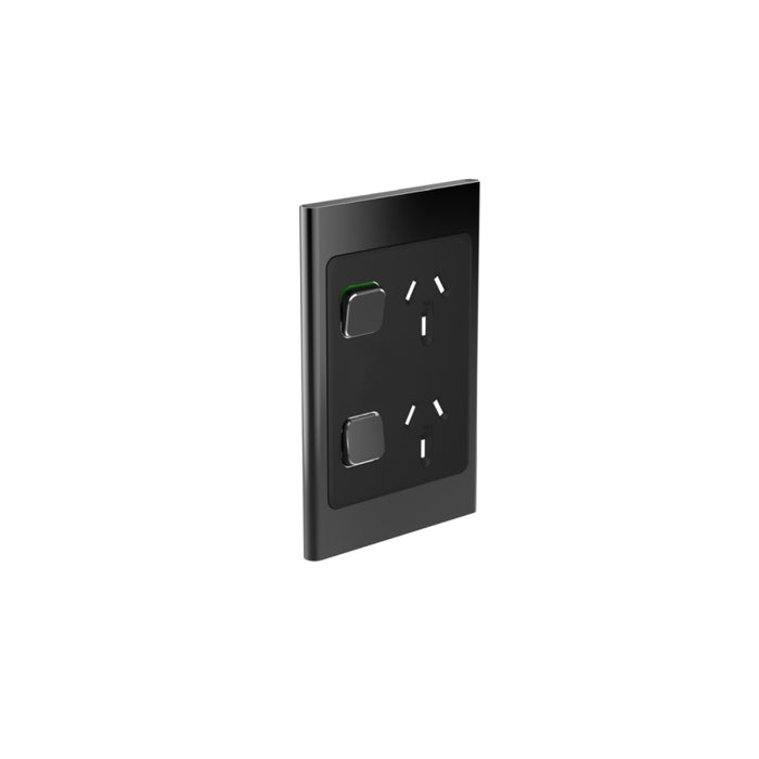 Iconic Styl Cover Plate Sw Socket Dbl Vert Silver Shadow