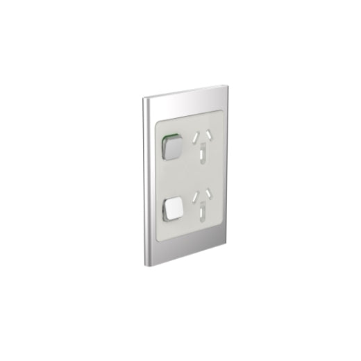 Iconic Styl Cover Plate Switched Socket Dbl Vert Silver