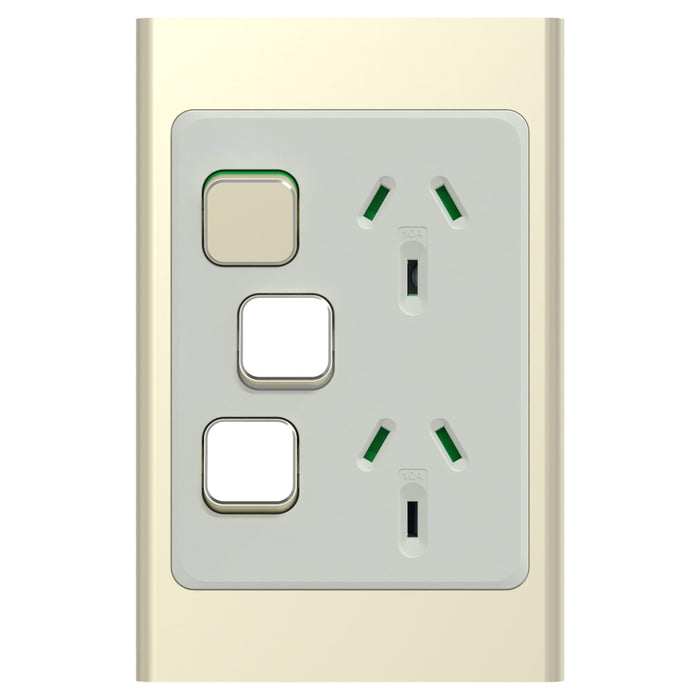 Iconic Styl Sw Socket 10A Double Vertical Extra Sw Crowne