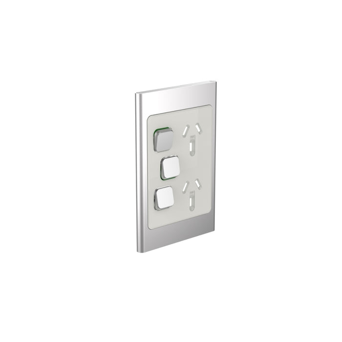 Iconic Styl Cover Plate Sw Socket Dbl Vert Xtra Sw Silver