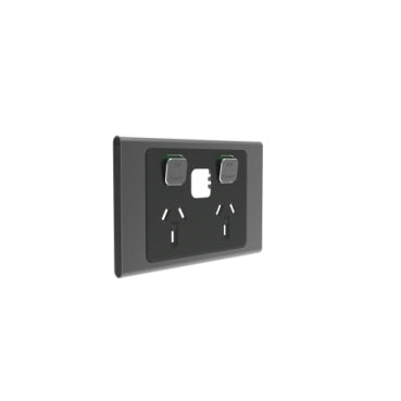 Iconic Cover Plate Double Horizontal Silver Shadow