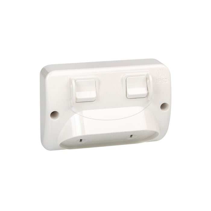 Switched Socket 10A Double IP53 L/Grey