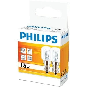 Lamp GLS T25 15W SES E14 220-240V Clear (Twin Pk)