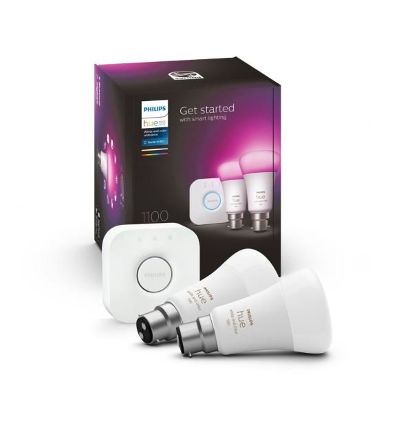 Hue Lamp LED 11W A60 BC B22 White and Colour 2Pack