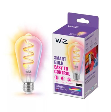 WiZ Lamp 6.3W ST64 RGB Filament ES E27 Clear Wi-Fi BLE