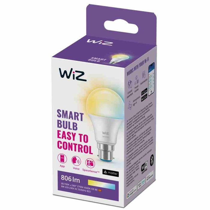 WiZ Lamp 8W A60 B22 BC 827-65 Tuneable Wi-Fi BLE