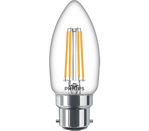 Lamp LED Candle 4.3-40W B35 BC B22 WW Clear Non-Dimming