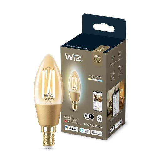 WiZ Lamp 4.9W Candle C35 E14 SES Amber Wi-Fi BLE