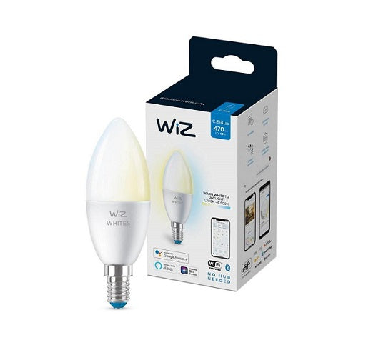 WiZ Lamp 4.9W Candle C35 E14 SES Tuneable White Wi-Fi BLE