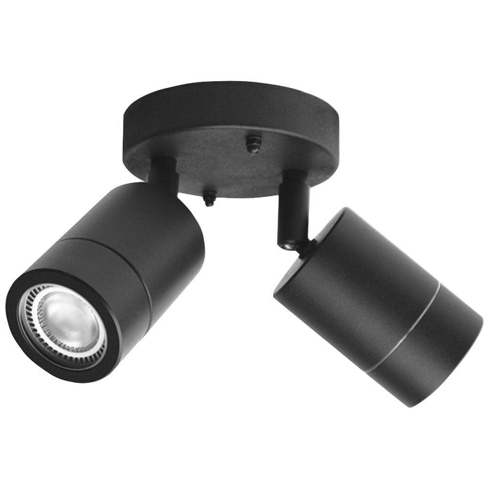 Spot Light Twin Outdoor Pan Tilt Swivel GU10 240V Black