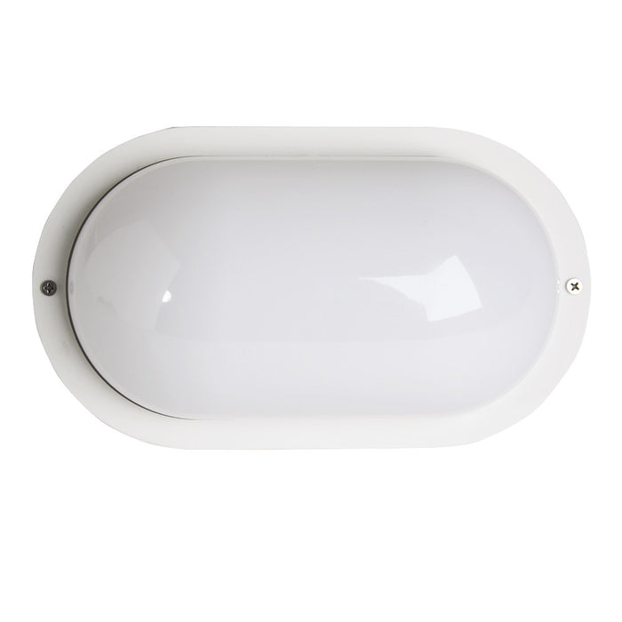 Bulkhead Plain Oval 9W ES CFL IP44 White