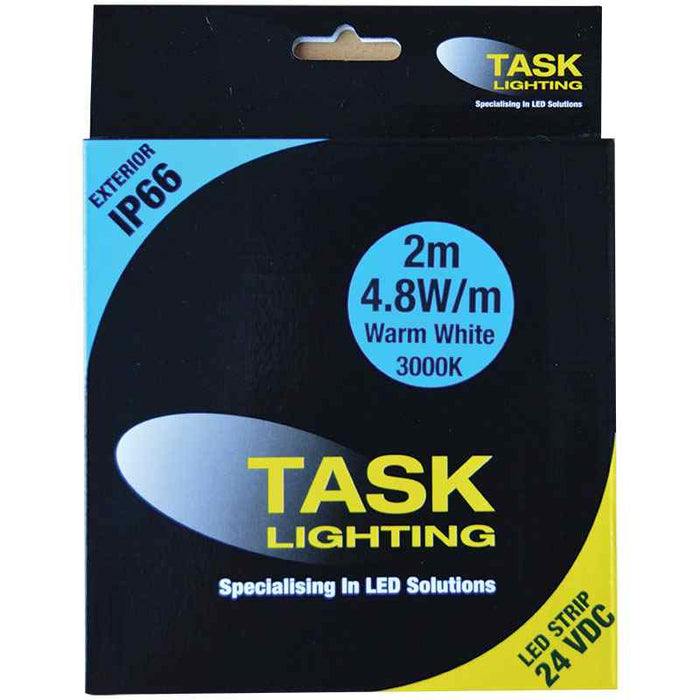 Task LED Strip Pack 4.8W/m 24VDC 2m Warm White IP66