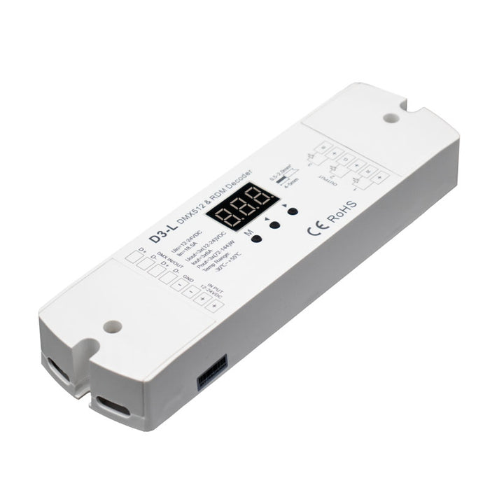 DMX Decoder 3Chan x 6amp 12-24v IP20
