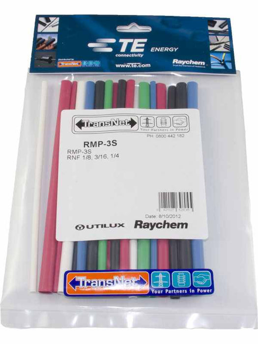 Heatshrink Pack 1/8in 3/16in 1/4in Red Wh Blue Blk Clear
