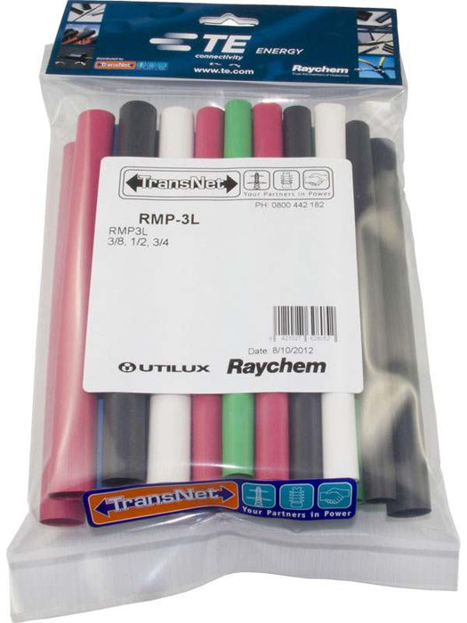 Heatshrink Pack 3/8in 1/2in 3/4in Red Wh Blue Blk Clear