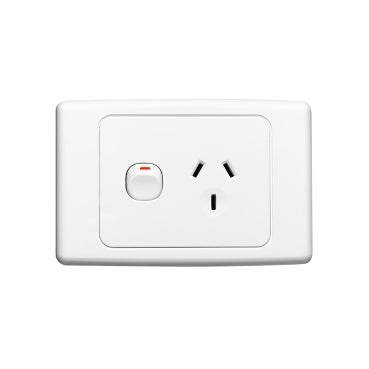 2000 Switched Socket 10A Single Horiz White