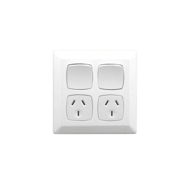 Prestige Switched Socket 10A Dbl 116 x 116mm White