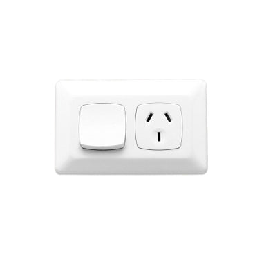 Prestige Switched Socket 10A Sgl Horiz White