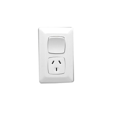 Prestige Switched Socket 10A Sgl Vert White