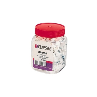 Cable Clip Flat 1mm T+E White (Jar100)