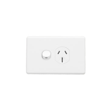 Switch Socket 15A Single Horiz White