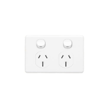 Switch Socket 15A Double Horiz White