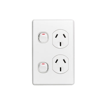 Switch Socket 10A Double Vert White