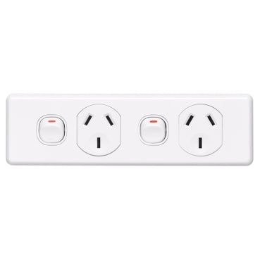 Switched Socket 10A Dbl Skirting Type White