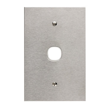 BSL Grid & Plate 1Gang Flat S/Steel White