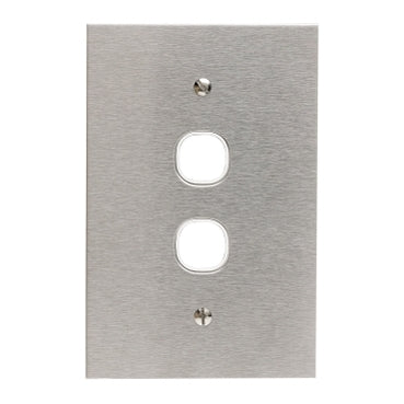 BSL Grid & Plate 2Gang Flat S/Steel White