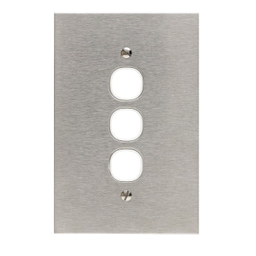 BSL Grid & Plate 3Gang Flat S/Steel White