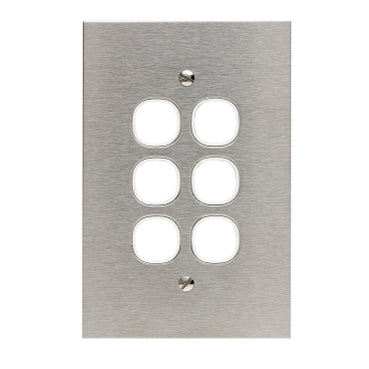 BSL Grid & Plate 6Gang Flat S/Steel White