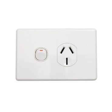 Switch Socket 20A Single Horiz White