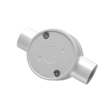 Conduit Box 20mm 2Way Thru PVC Grey