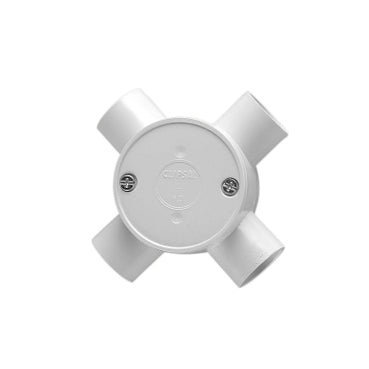 Conduit Box 25mm 4Way PVC Grey