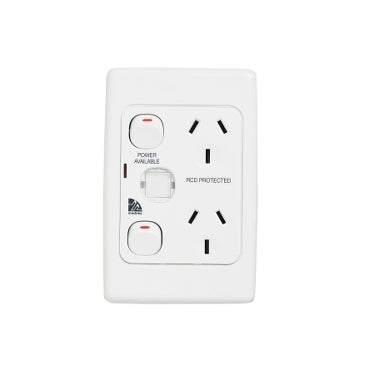 Medilec Sw Socket Dbl ID 10A Vert Red Neon & RCD Label