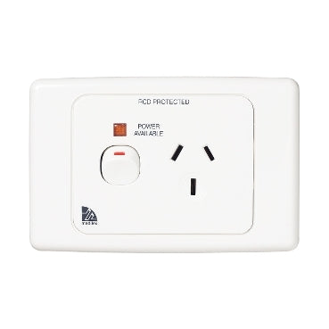 Medilec Sw Socket Sgl 10A Horiz Blue with Neon & RCD Label