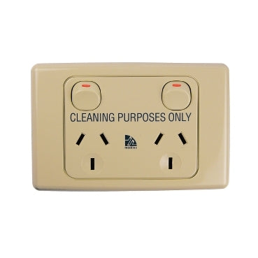 Medilec Sw Socket Dbl 10A Horiz Beige (Cleaner)