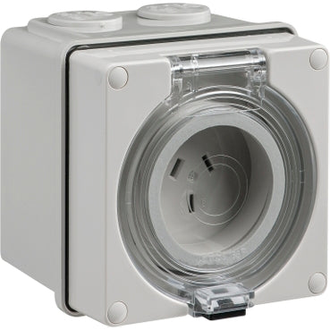 Socket 10A 3P 250V IP66 Grey with Base