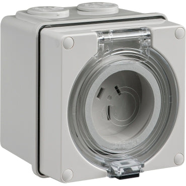 Socket 15A 3P 250V IP66 Grey with Base