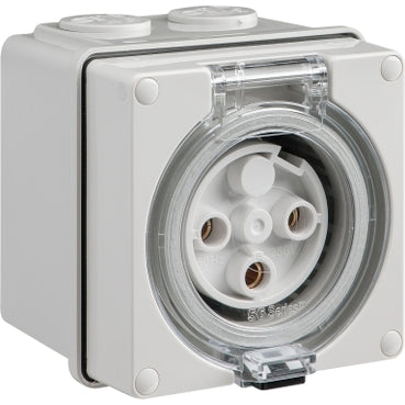 Socket 32A 3P 250V IP66 Grey with Base