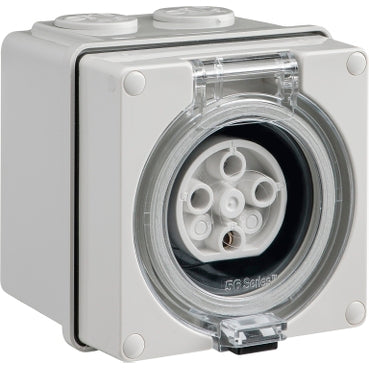 Socket 20A 4P 500V IP66 Grey with Base