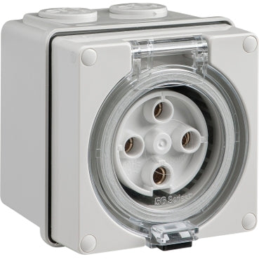 Socket 32A 4P 500V IP66 Grey with Base