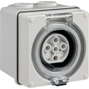 Socket 20A 5P 500V IP66 Grey with Base