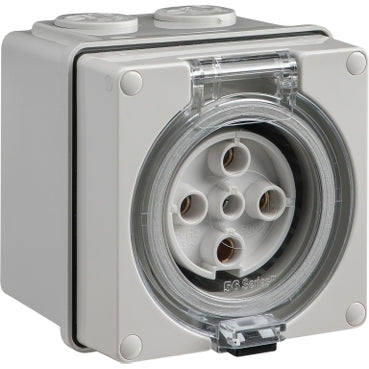 Socket 32A 5P 500V IP66 Grey with Base