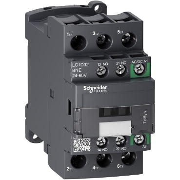 Tesys D Green Contactor 3P 32A 24-60V AC/DC