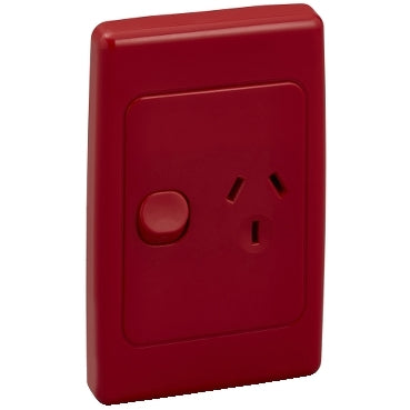 2000 Switched Socket 10A Single Vert Red