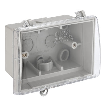 Box PVC Weatherproof Clear Lid Grey Body