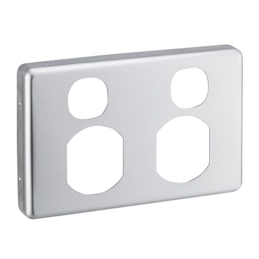 Cover Plate Sw Socket Dbl Brushed Aluminium