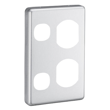 Cover Plate New Sw Socket Dbl Brushed Aluminium